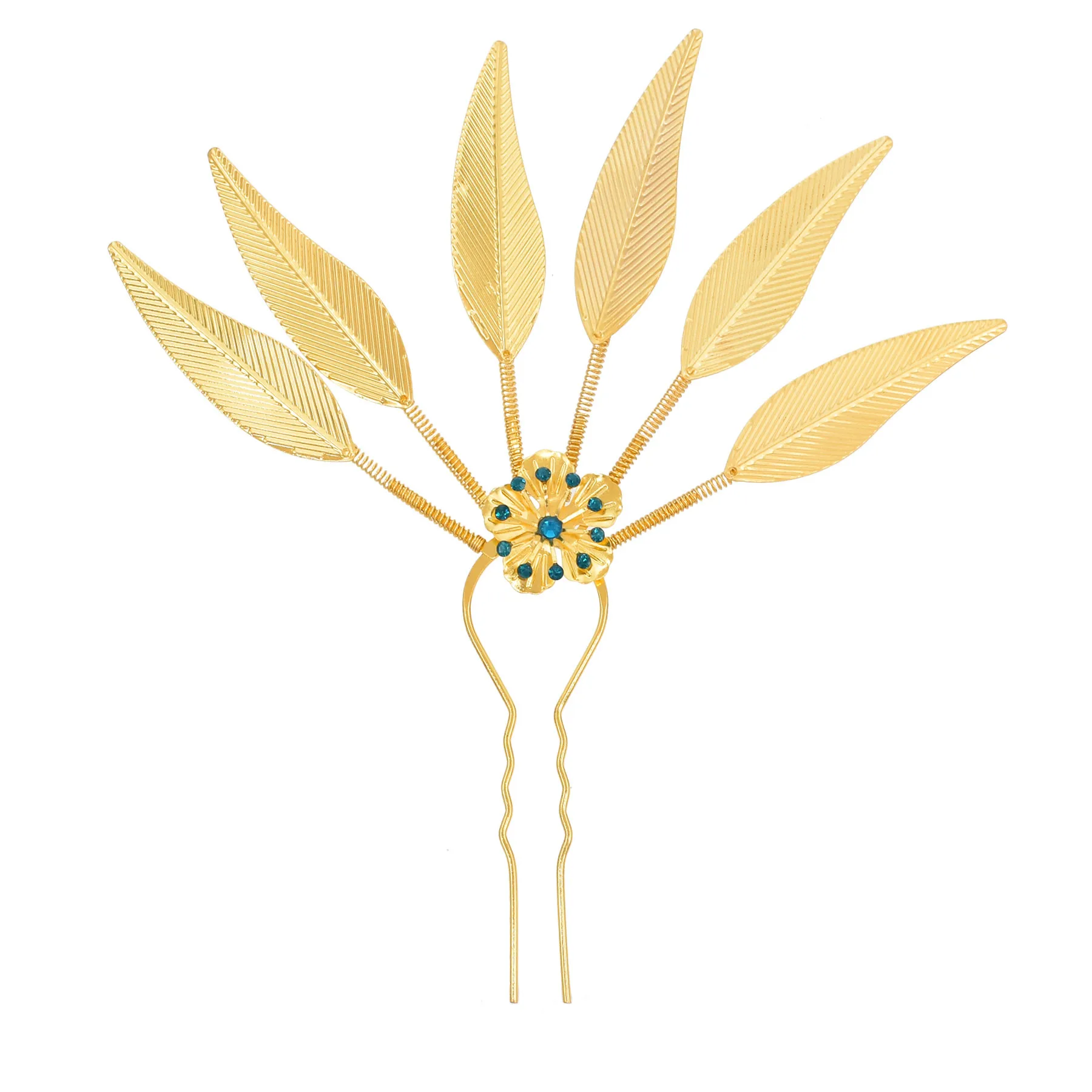 

Ethnic Thailand Leaves Hair Stick Rhinestone Flower Shape Women's Hairpin Decoration Jewelry Hair Accessories