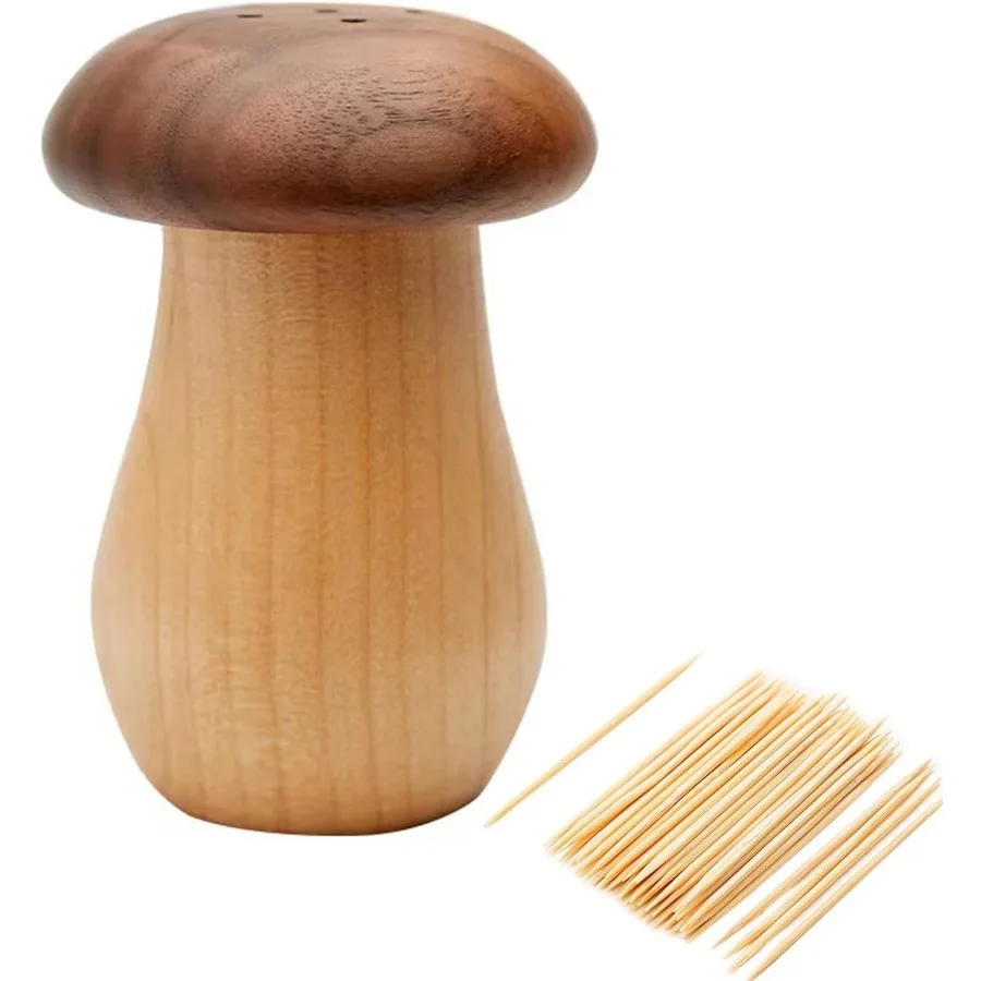 

Toothpick Holder Cute Mushroom Toothpick Dispenser Wooden Toothpick Container for Kitchen Home Restaurant Dining Room Birthday