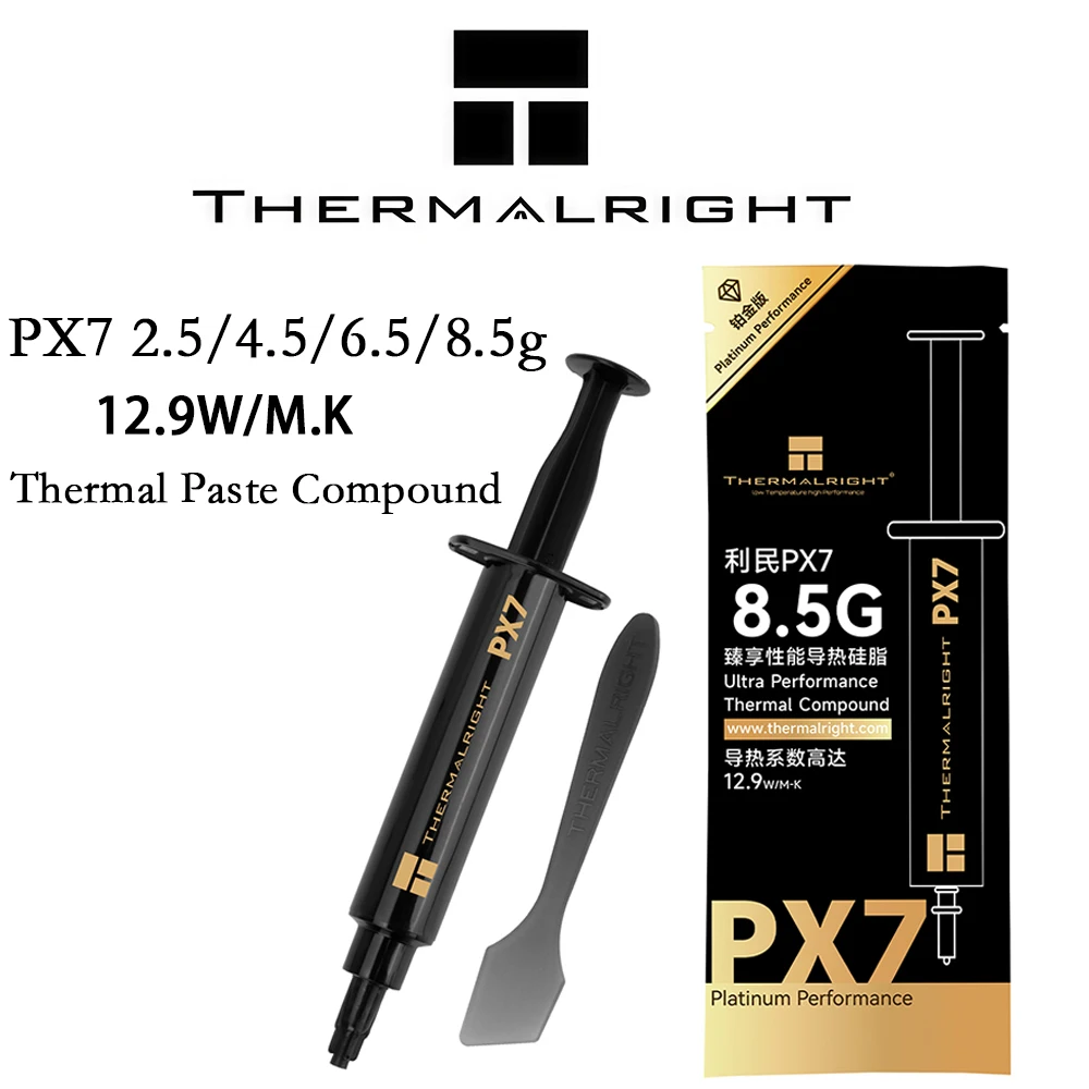 

Термопаста Thermalright PX7 12.9 Вт/м·К, высокопроизводительная термосмазка для охлаждения процессоров и видеокарт, 8.5 г с шпателем