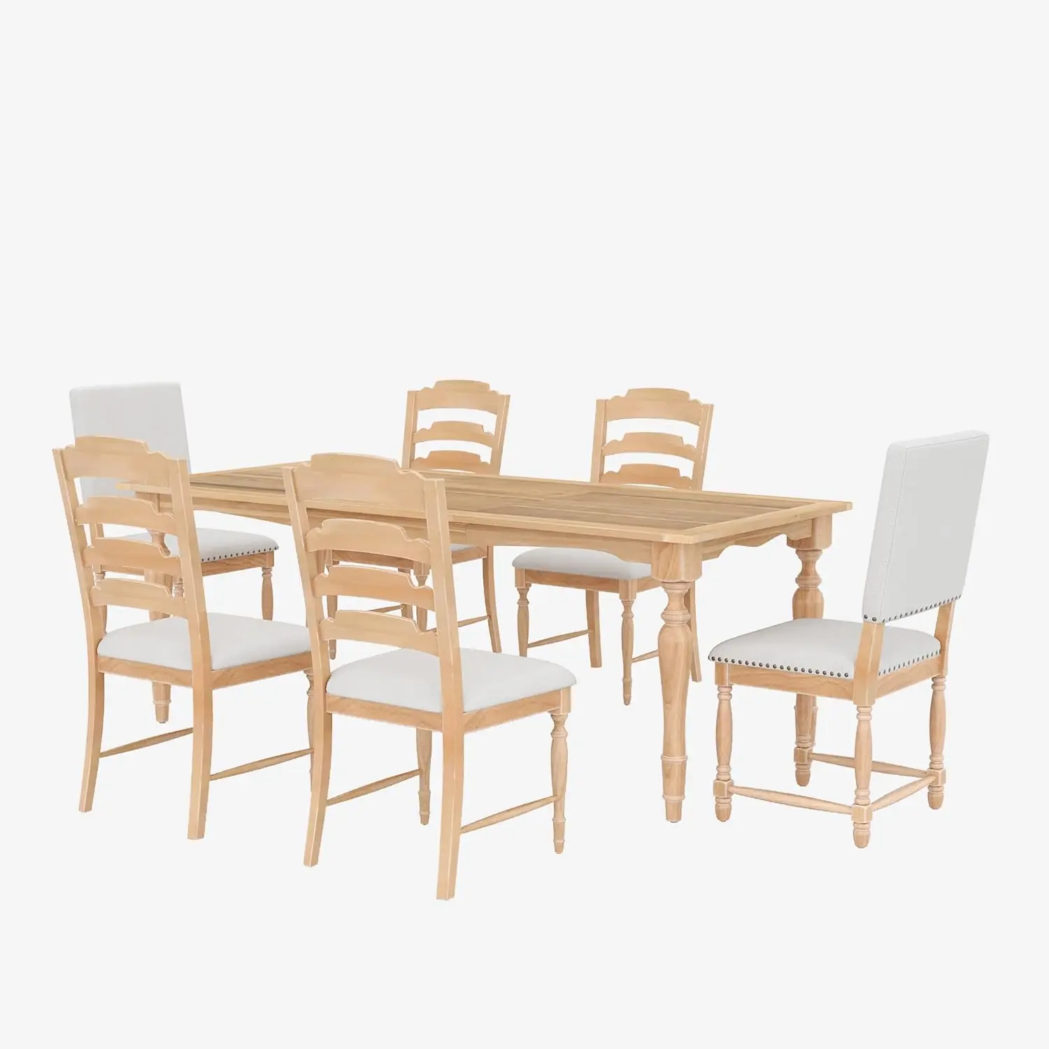 Traditional Extendable Kitchen Table Set With Chairs Of 6, 7 Piece Dining Room Table Set For 6 Persons With 1 Extendable Table