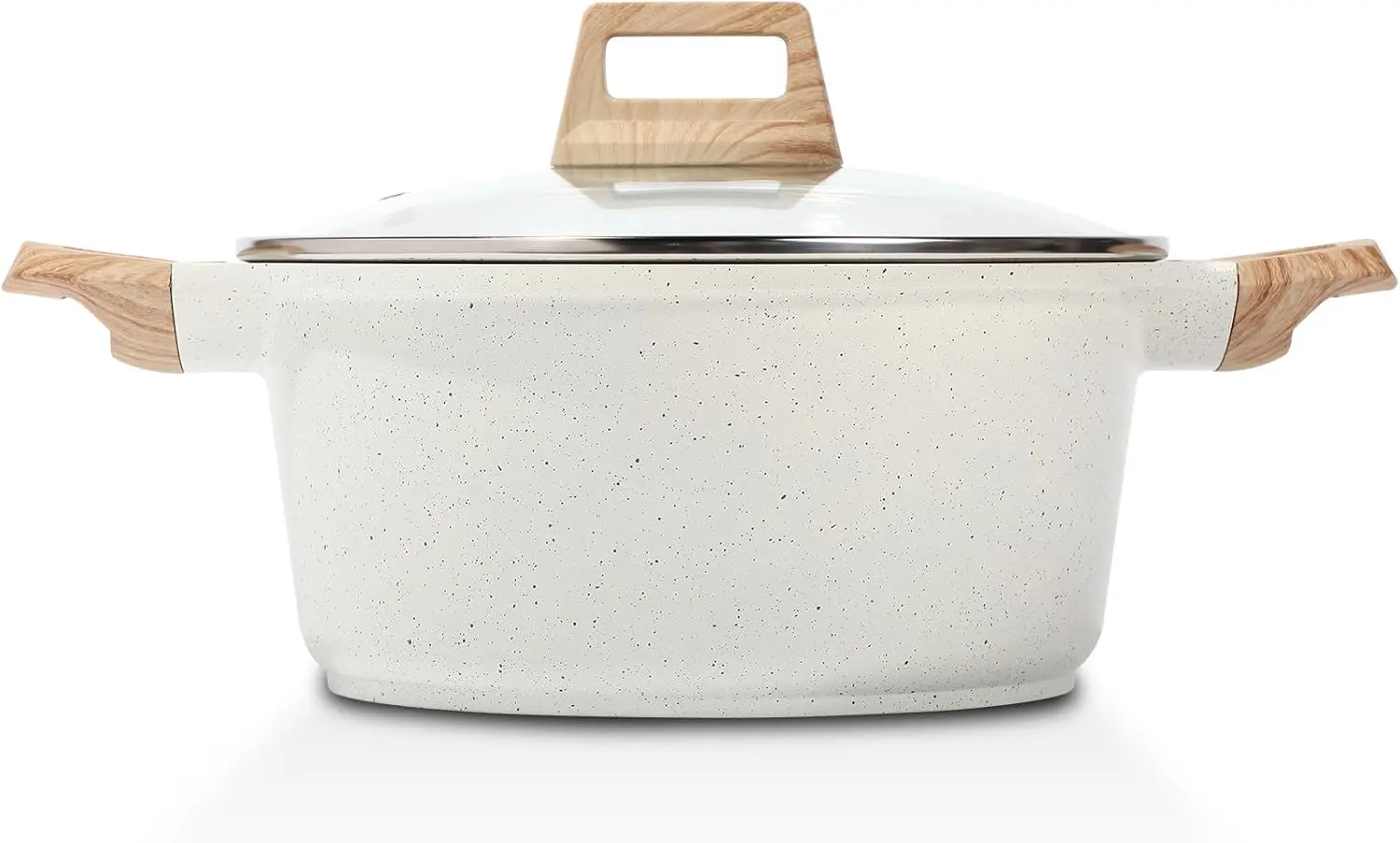 

7 Quart Granite Nonstick Stock Pot with Lid, Induction Compatible, PFOA Free White Soup Pot