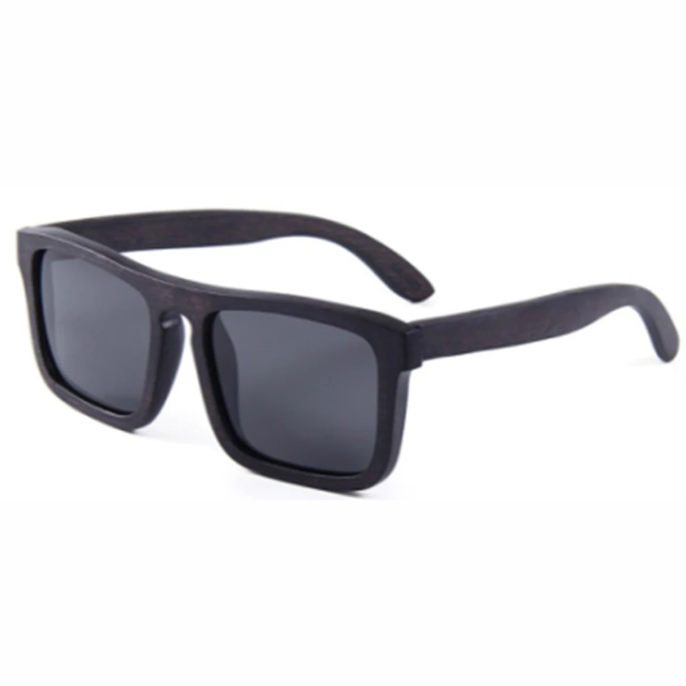 BerWer Black Color Wood Sunglasses Men Bamboo Sun Glasses Polarized Brand Designer Mirror Original Wood Sunglass