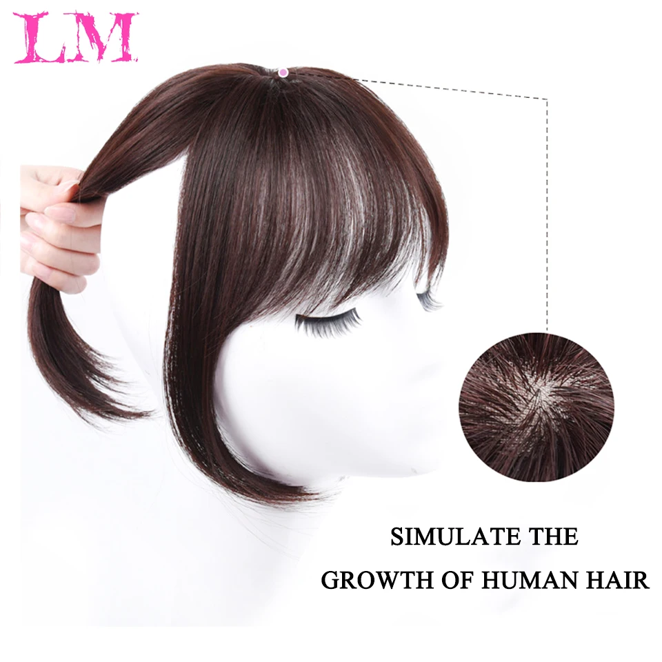 LM Black/Light Brown Clip In Hair Bangs Hairpiece Accessories Synthetic Fake Bangs Clip In Hair Extensions Clip In Hair Pieces