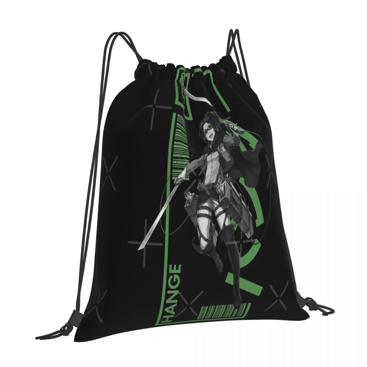 Hange Zoe - Attack On Titan Mochila para Homens, Tipografia 3 Drawstring Handbag, Shoulder Bag