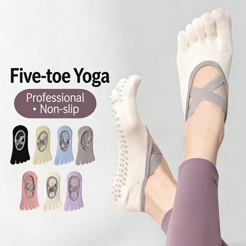 

Five-Toe Design Pilates Yoga Socks Low-Cut Anti-Slip Women Yoga Socks Cotton Fitness Sports Socks Fits EU Size 34-40