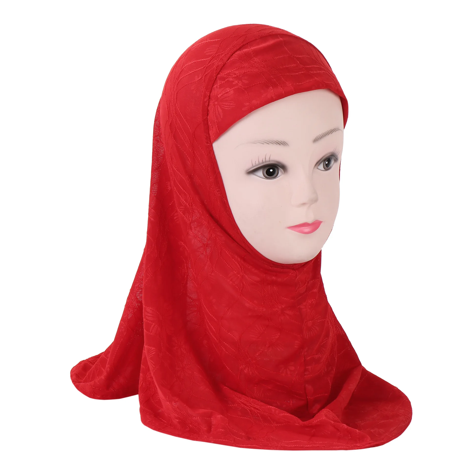 Solid Color Hijab for 2-6 Years Old Kids Girls Turban Muslim Instant Scarf One Piece Amira Head Wrap Shawls Niqab Pull On Hats