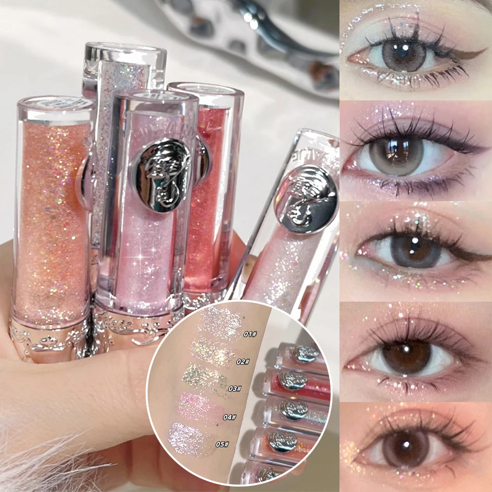 Sombra de ojos líquida superbrillante, lentejuelas brillantes, resaltador Gitter, delineador de ojos de diamante metálico, maquillaje de ojos brillante