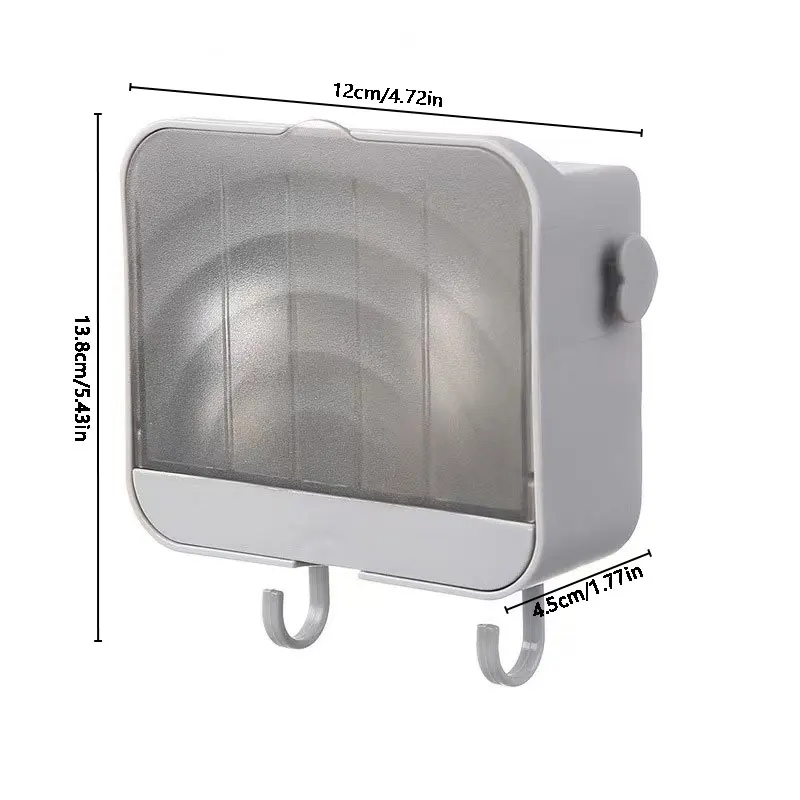 1PC Creative Dustproof Lid Drainage Soap Box Bathroom Free Wall Mounted Practical Soap Holder Without Trace New Soap Shelf