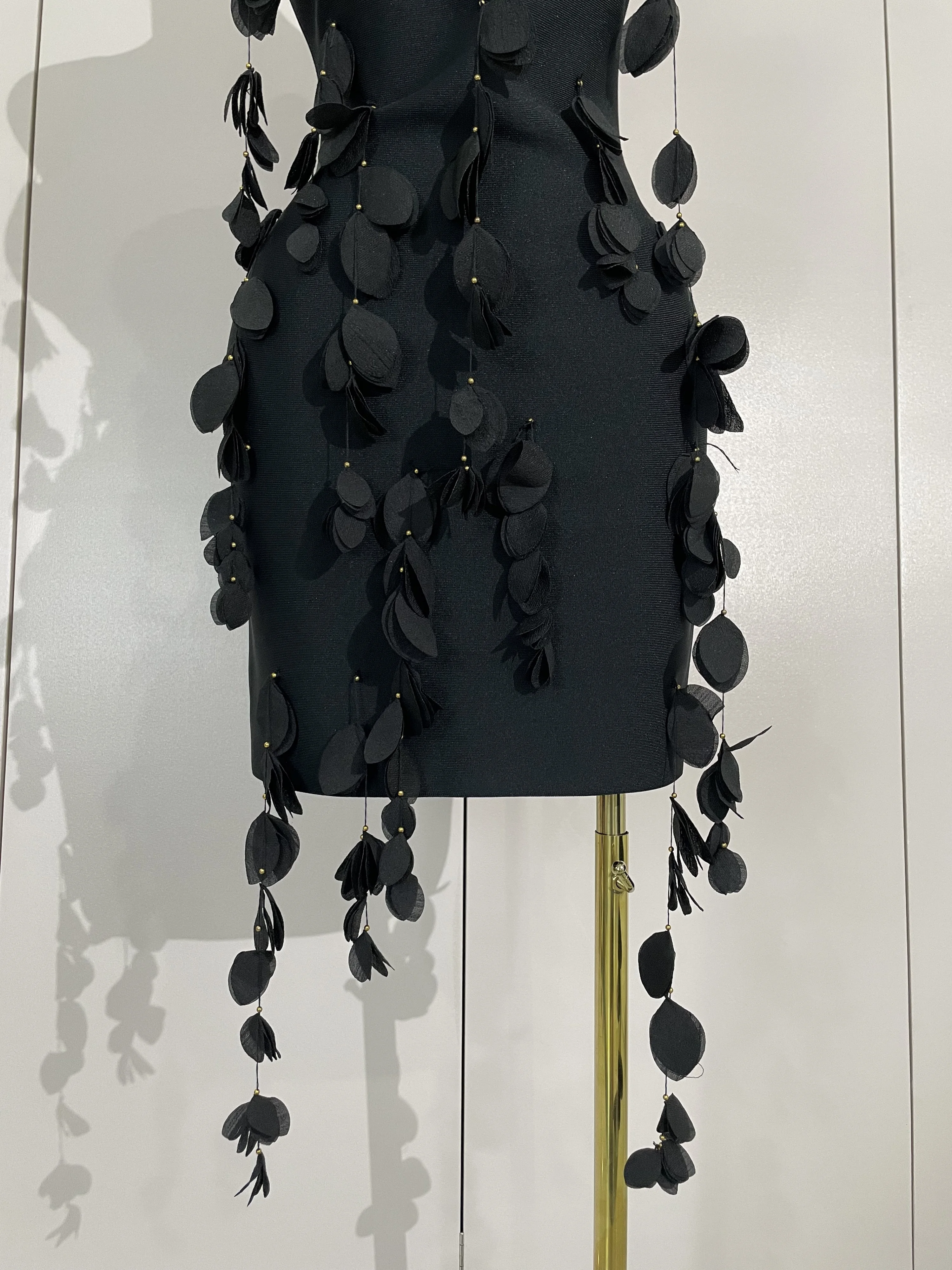 Sexy Halter Backless Black Tassel Bodycon Bandage Mini Dress Women Elegant Prom Gown Club Evening Party Birthday Dresses