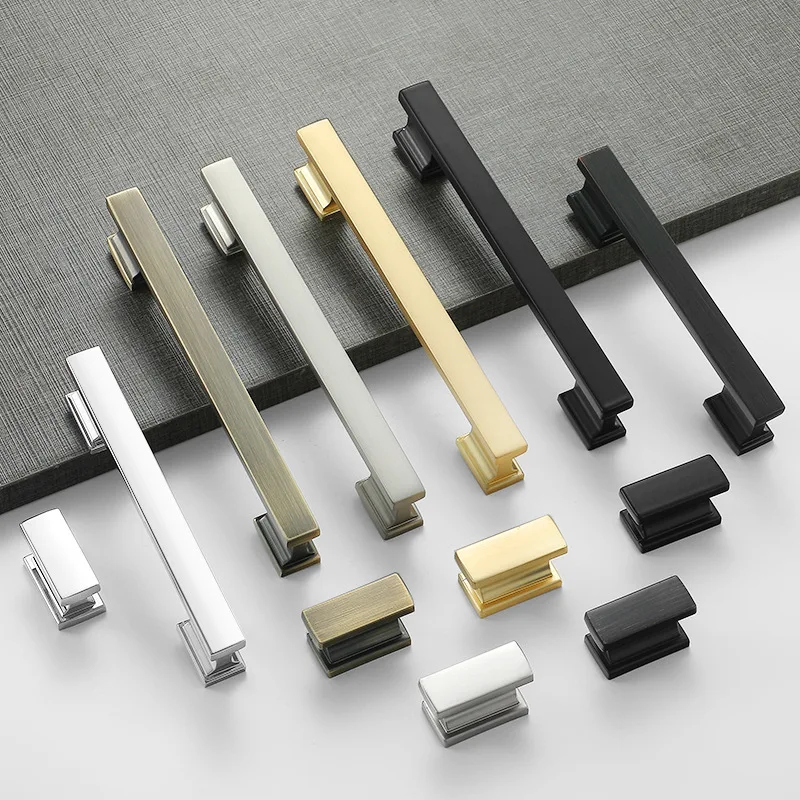 Gold Black Square Kitchen Wine Cabinet Handle Bedroom Wardrobe Drawer Knobs Chrome Furniture Door Handle Home Decoration