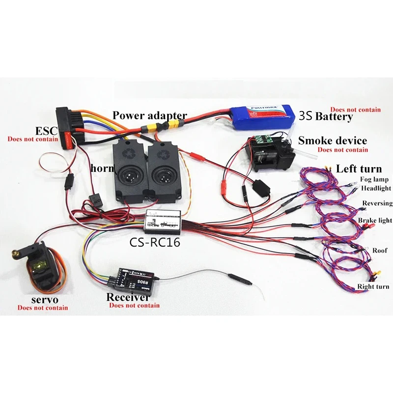 1 Set 2 in 1 Gruppo sistema di luce sonora per 1/14 Tamiya RC Truck SCAINA MAN 1/10 Crawler Car Traxxas TRX4 SCX10 Parti di aggiornamento