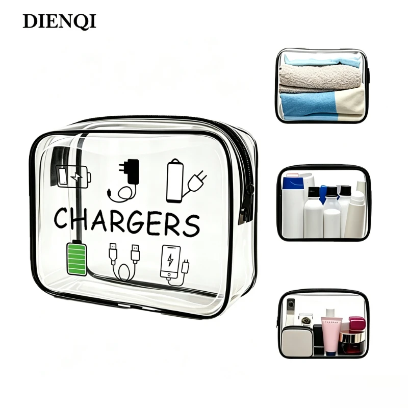 Clear PVC Storage Bag Handbag, Portable Transparent Organizer Pouch  Waterproof Zipper Storage Bag for Lightweight Travel Bag