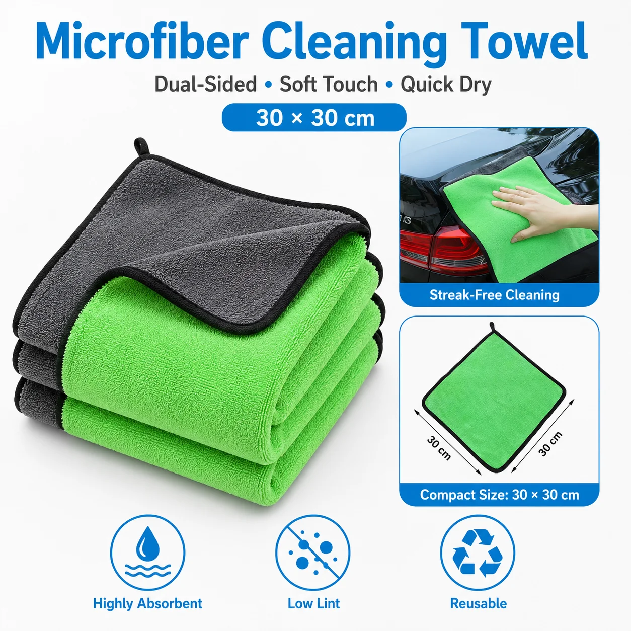 1/3/10P All Purpose Cleaning Towel Microfiber Wash Cloth For Auto Bike Motorcycle Home Window Mirror Furniture Polishing Drying