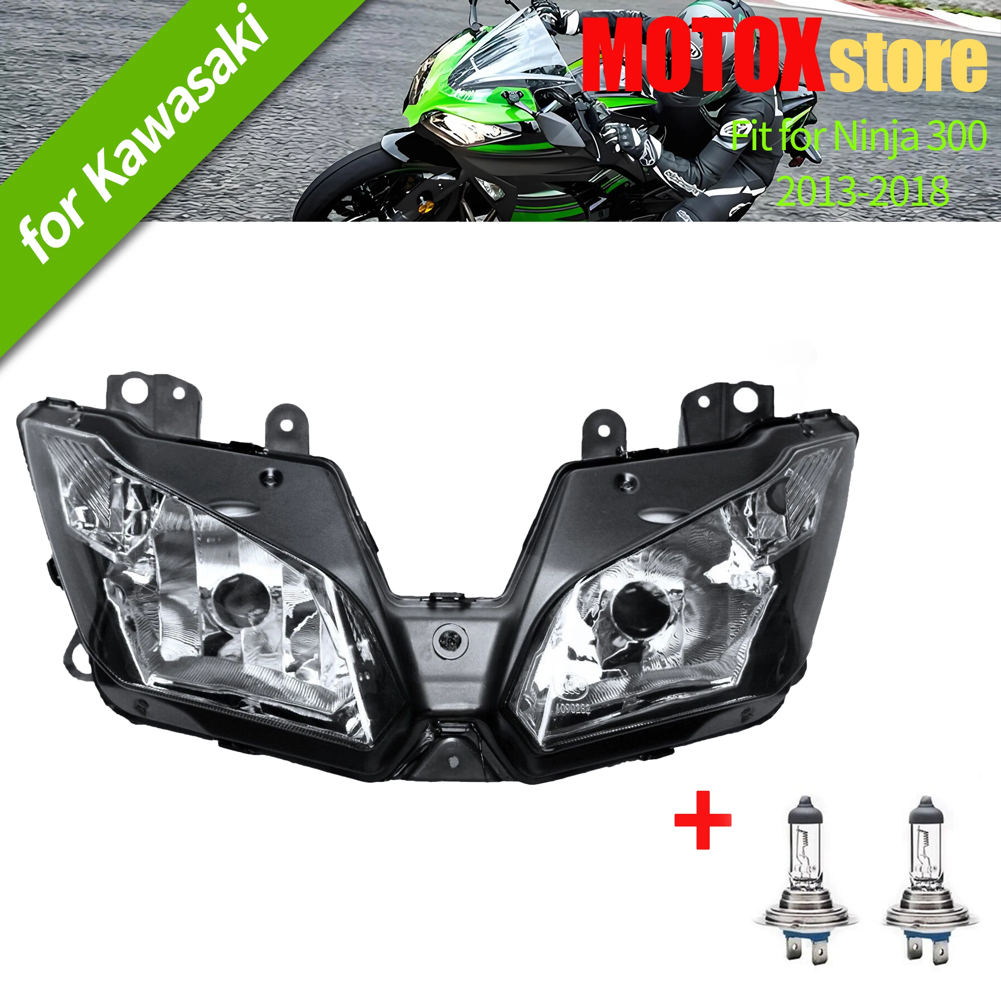 

Fit For 2013 - 2018 Kawasaki Headlight Assembly NINJA 250 300 EX300 EX250 2014 2015 2016 2017 Ninja 300 Headlamp Light