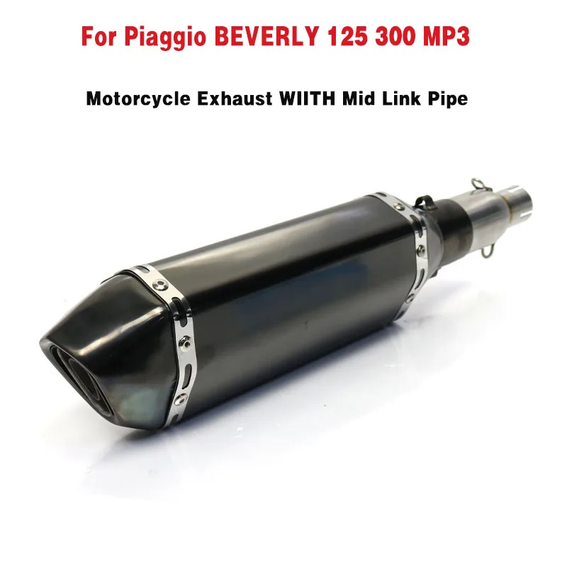 Motorcycle Middle Exhaust Pipe Link Muffler Escape Slip-On For Piaggio MP3 125 2008-2014 BEVERLY 125 300 2009-2016 X10 125 12-16