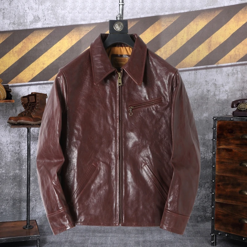 

Мужская байкерская кожаная куртка в стиле ретро 930, дубленая козья кожа, повседневная верхняя одежда из натуральной кожи, осень-зима, модная городская одежда