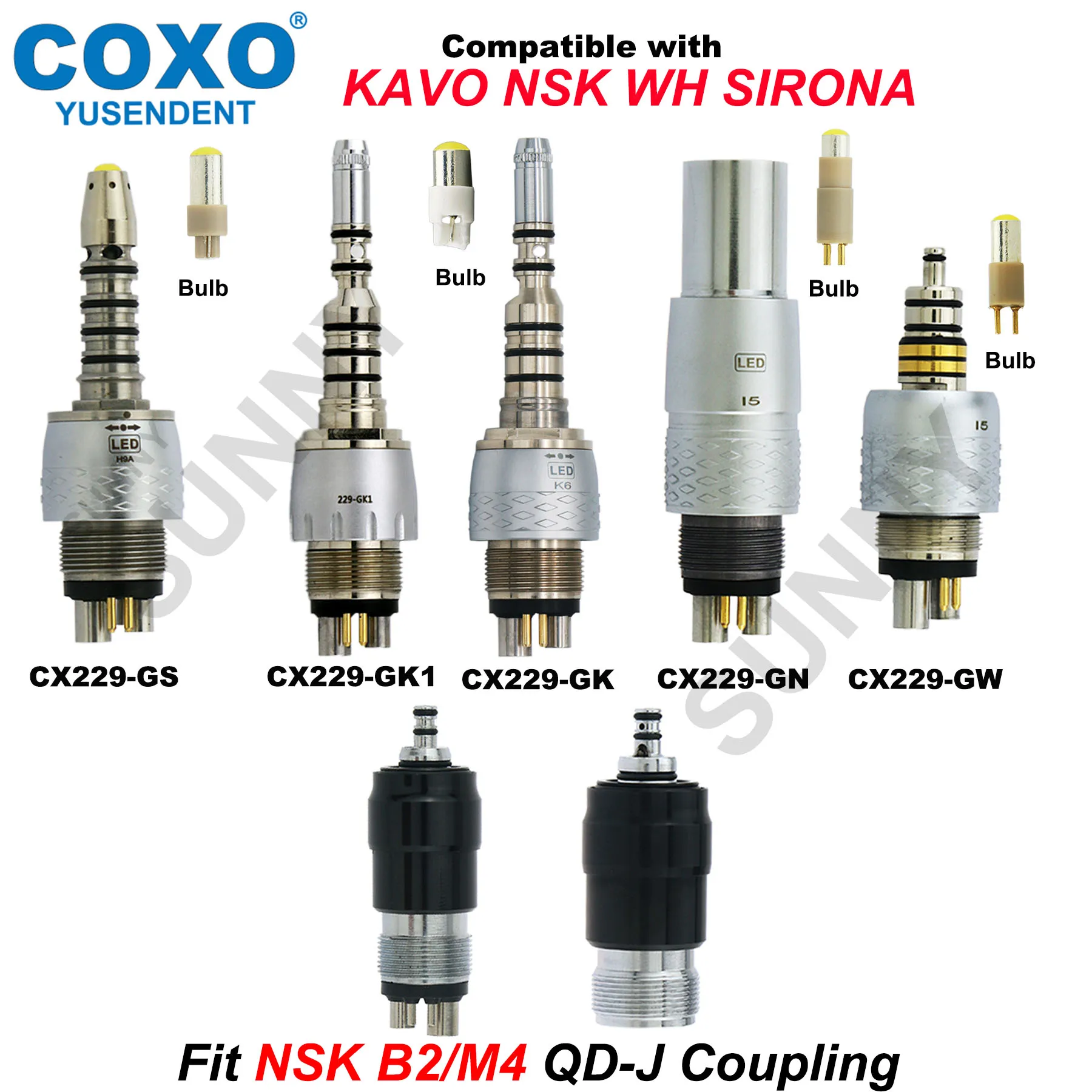 

COXO Dental 6 Pin LED Coupling Coupler For Fiber Optic High Speed Handpiece Fit KAVO WH SIRONA NSK B2/M4 QD-J Coupling