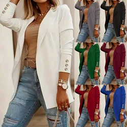 Blazer donna Vintage coreano Oversize ufficio signora abiti giacca tinta unita cappotto allentato giacca Casual donna capispalla gilet Femme