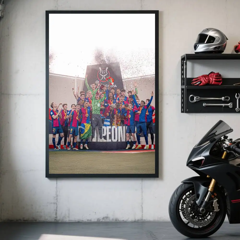 1 Stück FC Barcelona gewinnt den Titel Poster, selbstklebender, wasserfester Papieraufkleber, Wanddekoration für Kaffeehaus, Bar, Zimmer – Detail 11