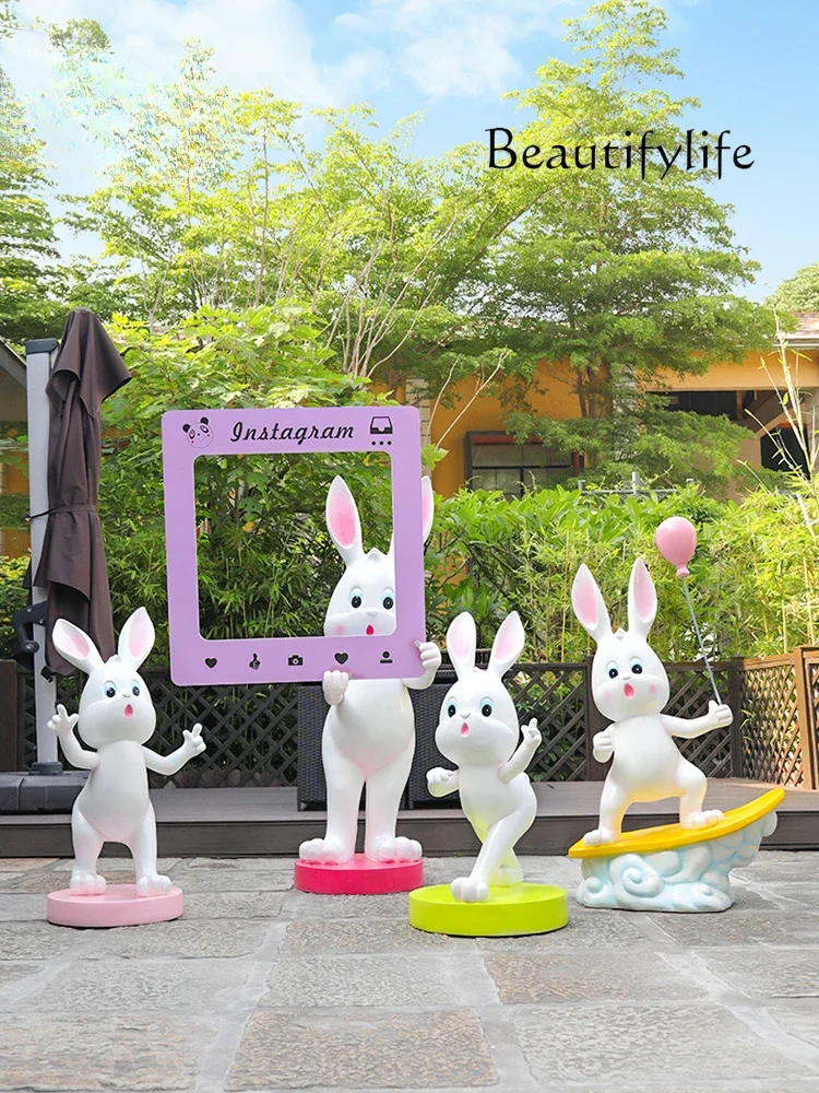 

FRP outdoor cartoon rabbit sculpture square scenic amusement park decorative landscape ornament