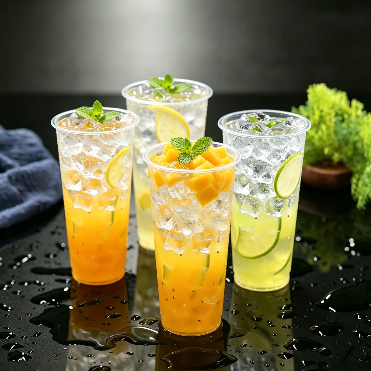 700ml Fake Fruit Iced Tea Model, Realistic 23.67oz Artificial Lemon Lime Passion Fruit Drink Prop for Cafe Display & Food Photog