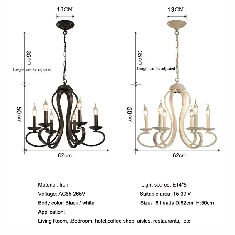 Modern Personalized Iron Art American Chandelier European Simple Candle Lamp Living Room Dining Room Bedroom Clothing Store