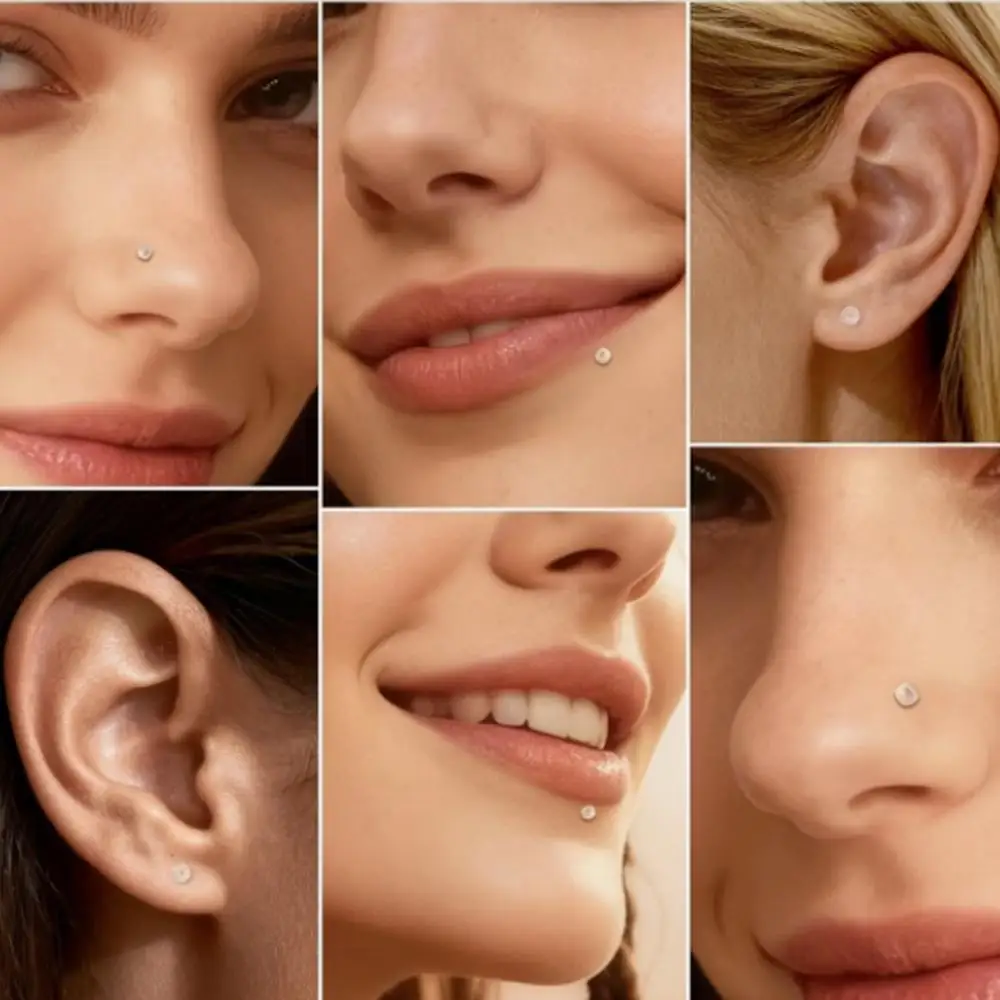 10Pcs Transparent Acrylic Piercing Jewely Retainer Styles Invisible Nose Lip Studs Straight Nostril Ear Piercing Body Jewelry