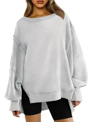 2024 Women Casual Oversized Crewneck Sweatshirts Hoodies Fall Spring Outfits Fashion Teen Girls Y2K Winter Clothing