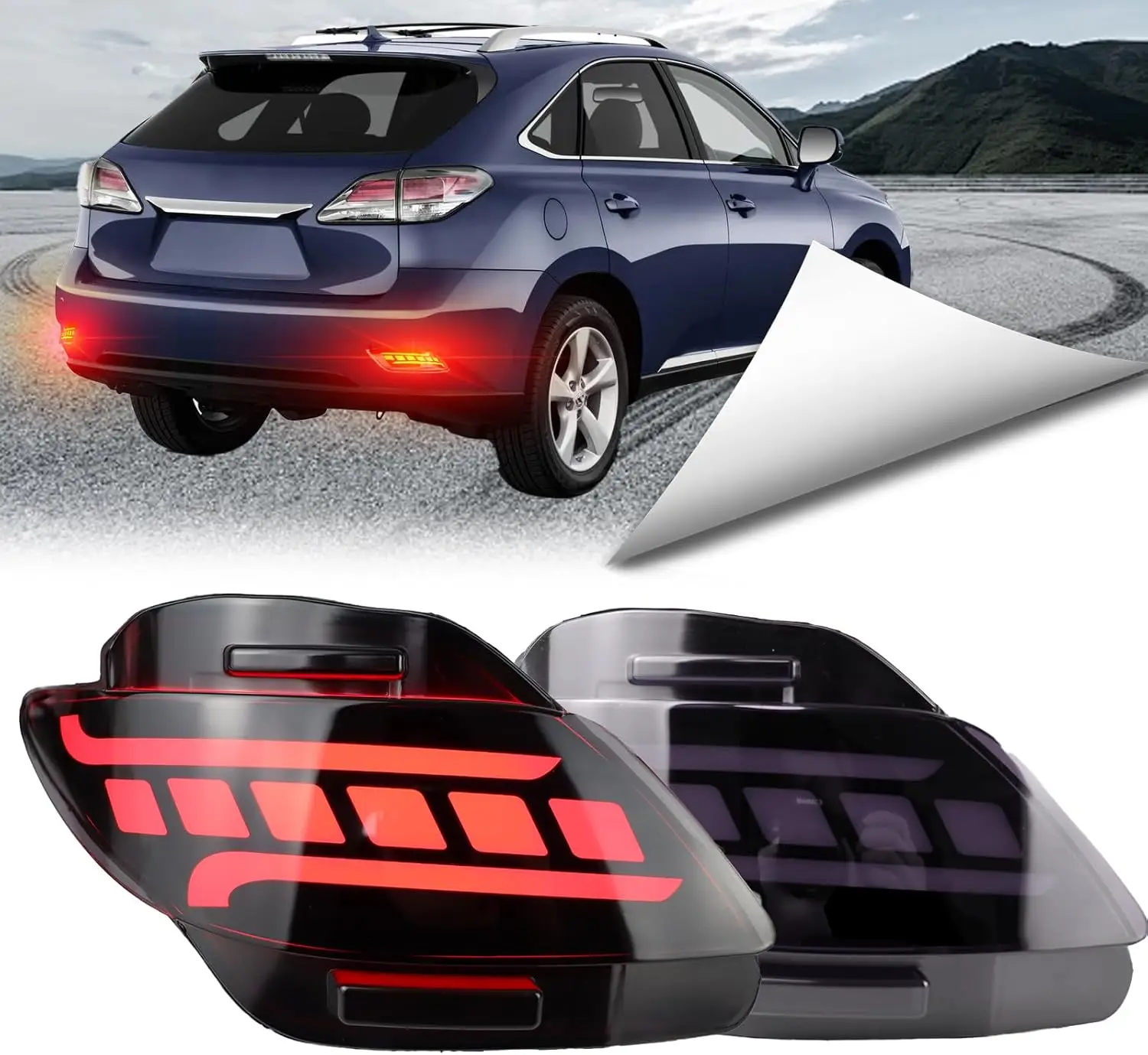 

2Pc LED Rear Bumper Reflector Lights Kit for Lexus RX350 2009-2015 Smoked