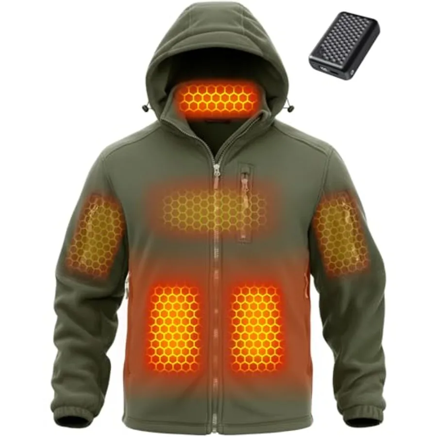 Men's Graphene Heated Fleece Jacket with 12V Fast Charging and 18400mAh High-Capacity Battery for Outdoor Winter Activities Ide