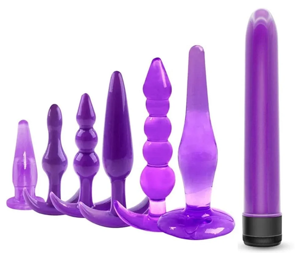 

Anal Prostate Massager Trainer Beginner Kit Set Butt Plug Dildo Beads Sex Toys