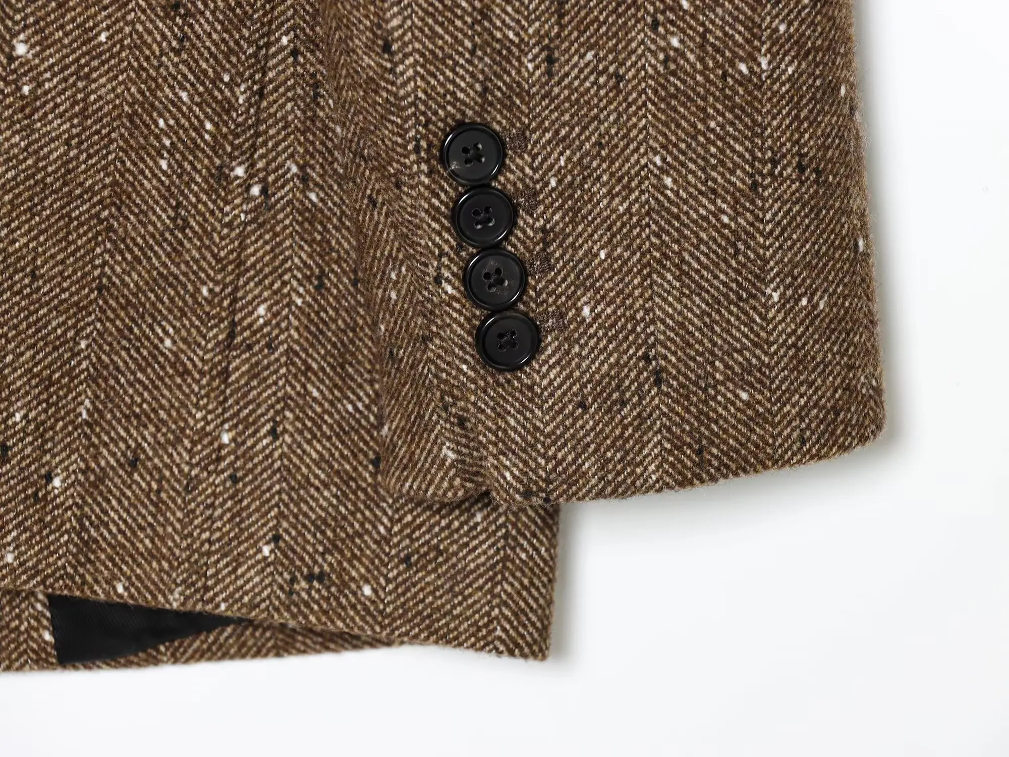 ETJ 2025 collection hiver femme Maillard couleur deux boutons mélange motif chevrons veste de costume décontractée