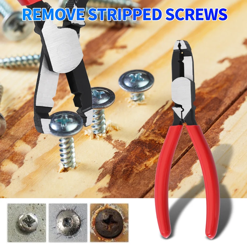 5.9 Inch Screw Extractor Pliers Carbon Steel Multipurpose Stripped Screw Remover Tool with Unique Non-Slip Jaws for Remove Screw