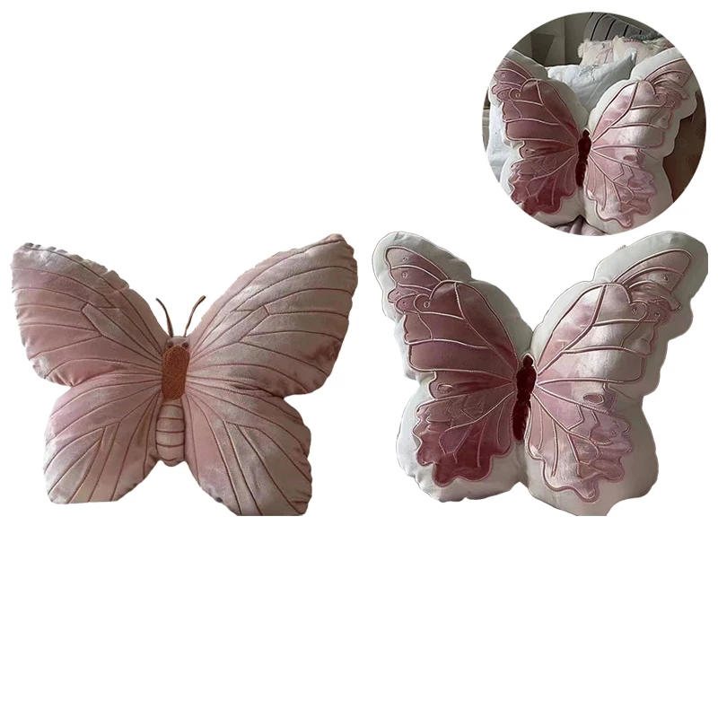 Cute Maiden Pink Butterfly Throw Pillow Cushion Plush Soft Stuffed Animals Lifelike Butterfly Throw Pillow Cushion Home Decor