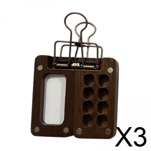 

Portable Wooden Travel Watercolor Palette Box with Clip Mini Paint Tray for Outdoor Sketching Artist Beginners