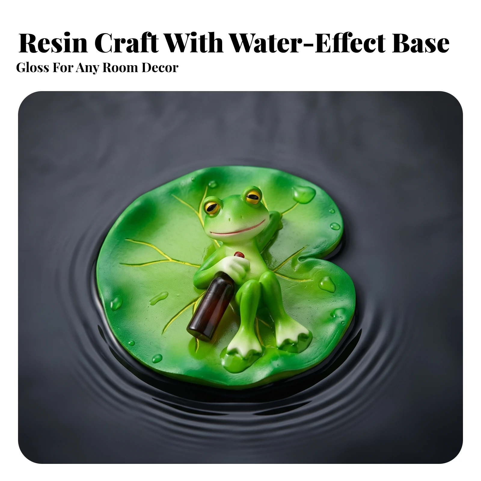 Frog Ornament with Lily Pad Sturdy Floating Frog Figurine Floating Water Ornament Lightweight Statue Peaceful for Gardeners