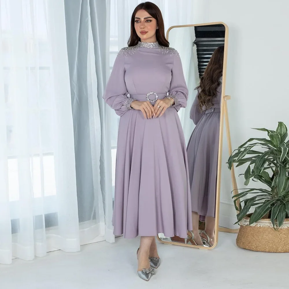 Muslim Dress Women Evening Dresses Light Luxury Tassel Diamond Dresses for Women Elegante Temperament Abaya Dubai Islam Kaftan