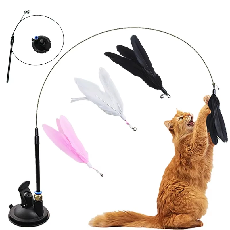 New Powerful Suction Cat-Teasing Stick with Bell Long Rod Detachable Cat Self Hi Toy Pet Supplies