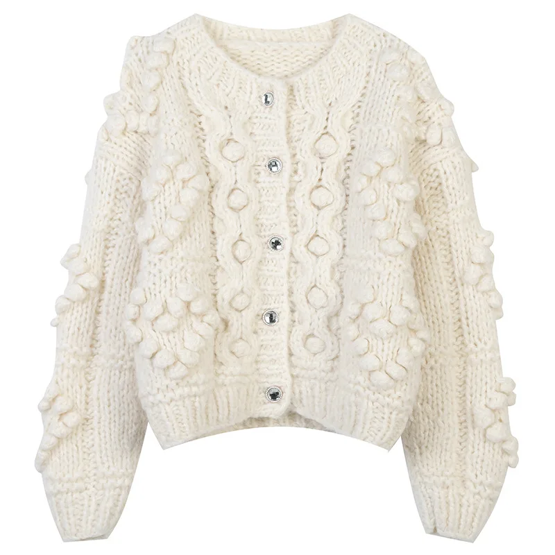 

Knitted cardigan jacket women Retro 2025 autumn/winter casual loose lazy style thick basic Simple love jacket