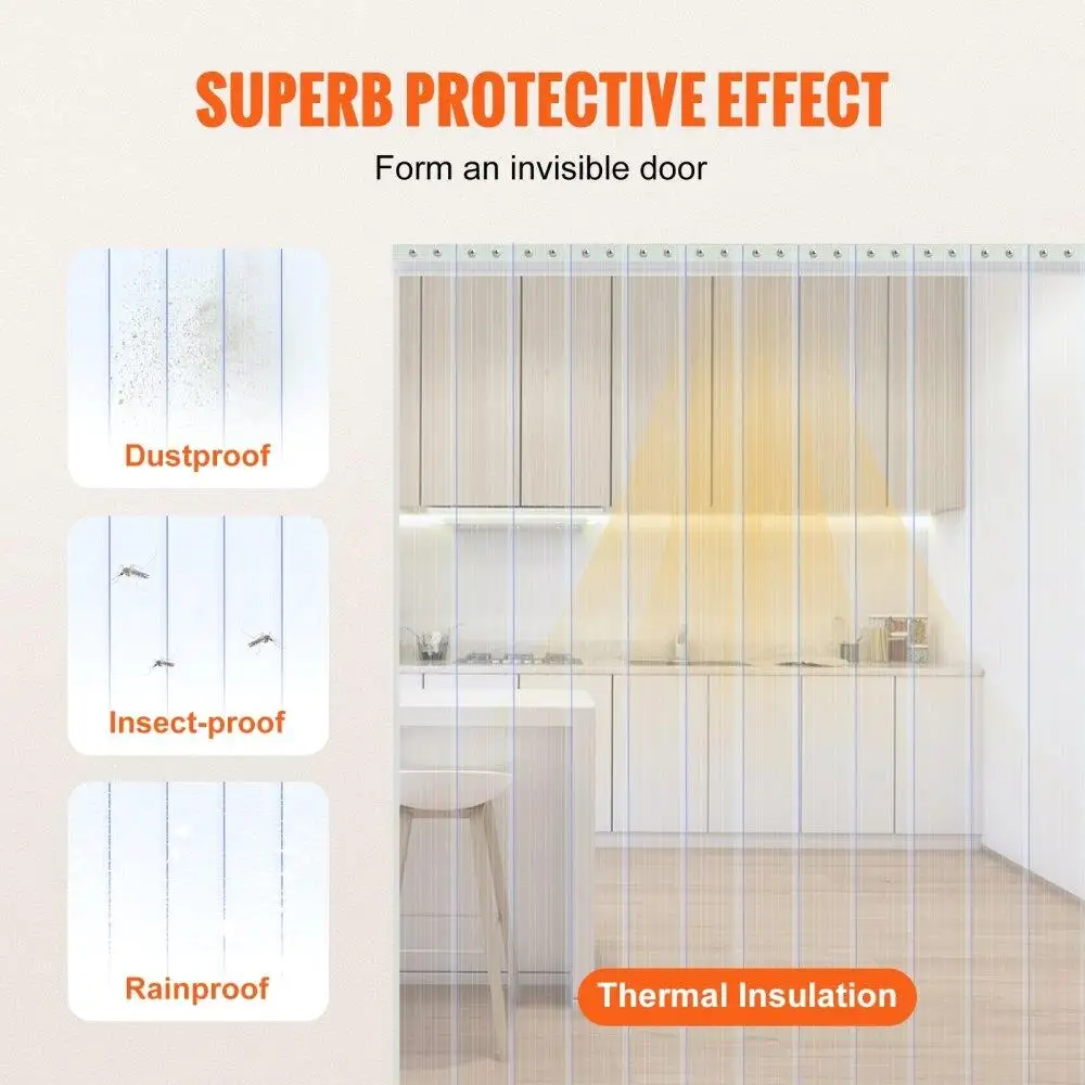 Clear Ribbed PVC Strip Curtain 100ft x 12in x 0.12in - for doorway for Supermarkets, Garages, Warehouses & Pet Areas