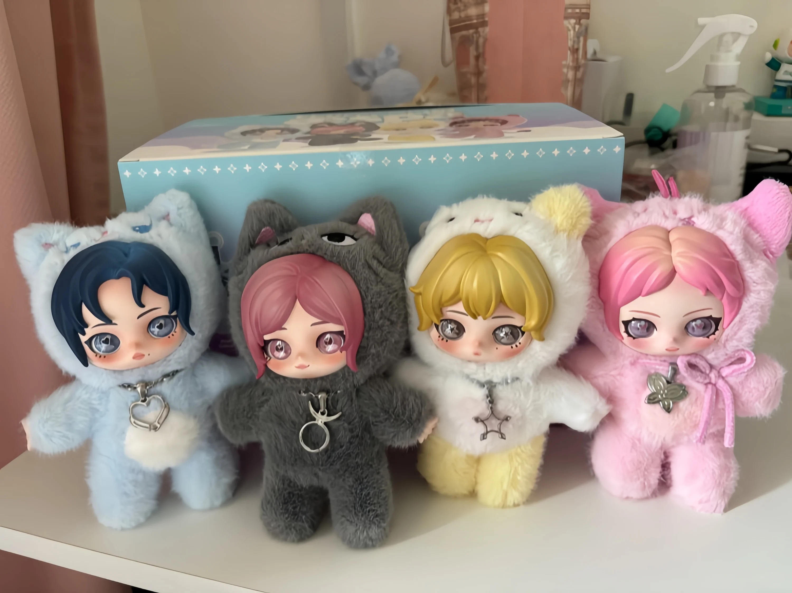 Original PopMart Aespa Fluffy Friends Serie Blindbox Weiche Puppe Schlüsselanhänger KPOP Idol Merch Niedliche Schreibtischdekoration Geschenk für Fans Spielzeug – Detail 2