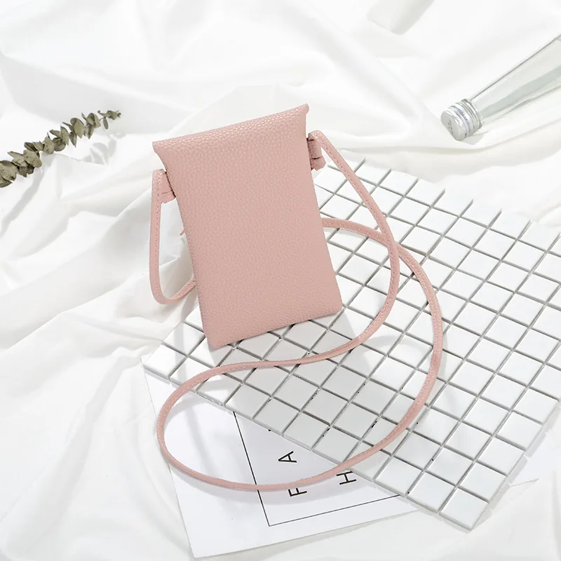 KUTOU-Bolsos de hombro cruzados para teléfono móvil para mujer, bandoleras simples, bolsos sólidos para teléfono, carteras para teléfono