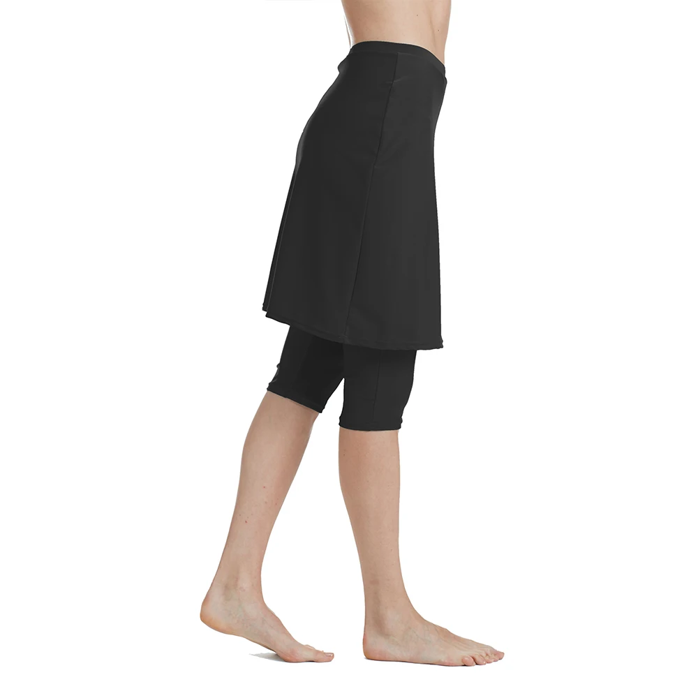 Women's capris leggings energetic skirt swimsuit sunscreen ski （black）