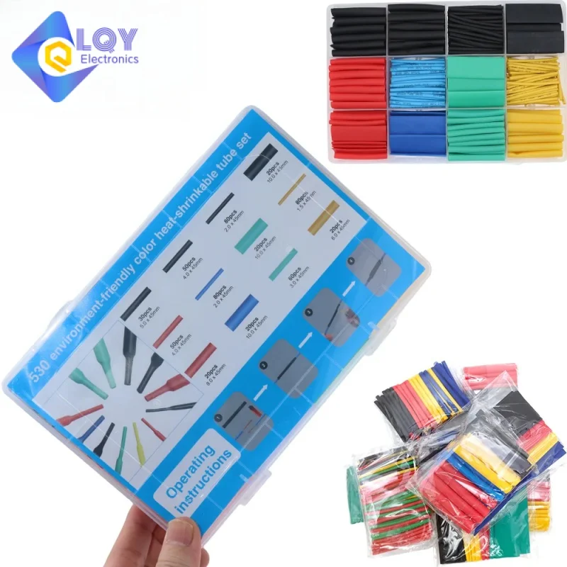 328Pcs 530pcs Sleeving Wrap Wire Car Electrical Cable Kits Heat Shrink Tube Tubing Polyolefin 8 Sizes Mixed Color thermostat