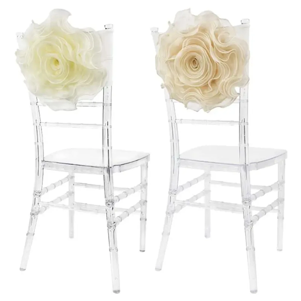24pcs)Acrylic Transparent Crown Chiavari Crystal Dining Chairs for Wedding