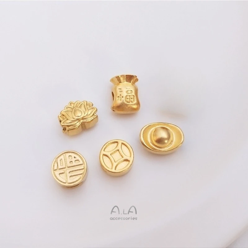 Vietnam Sand Gold Ingot Lucky Money Bag Copper Wire Lotus Bead Spacer Pendant DIY Bracelet Transfer Bead Accessories