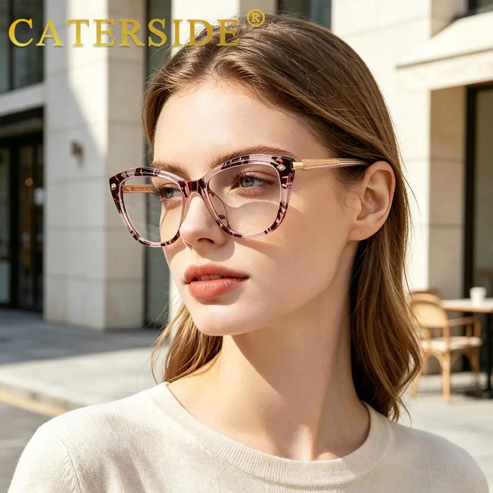 CATERSIDE Neue Modische Damen-Cat-Eye-Brille mit Blaulichtfilter, Hochwertige TR-90-Fassung, Herren-Outdoor-Business-Dekorationsbrille – Detail 1