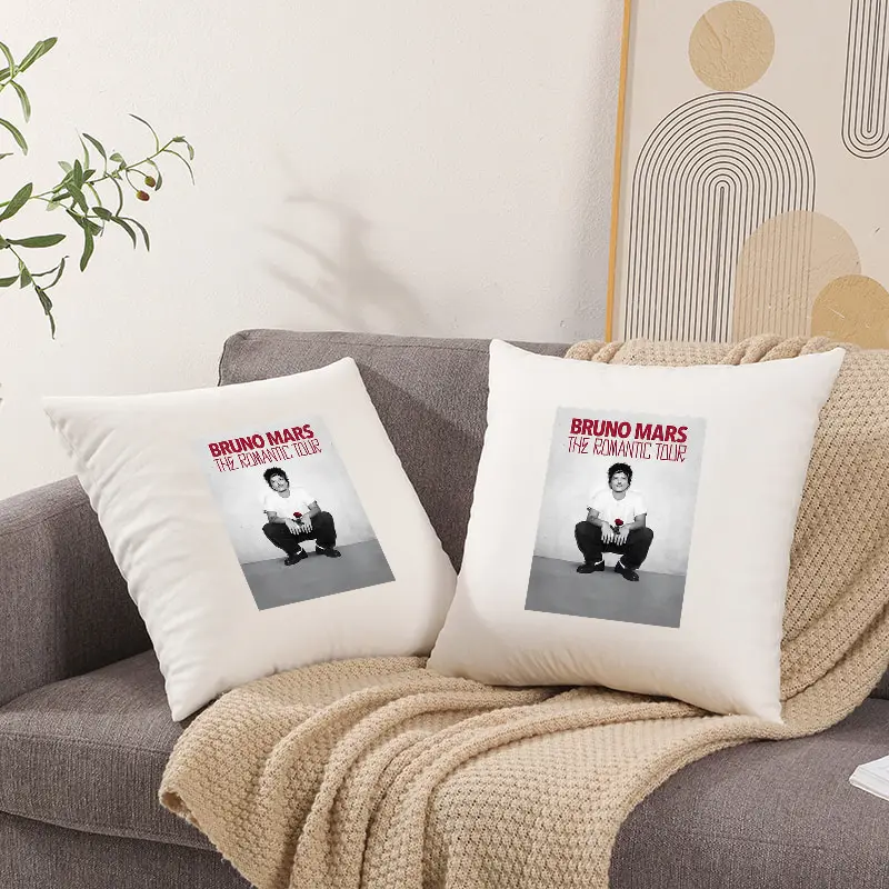 Bruno Mars World Tour 2026 Pillowcase Printed Polyester 40/45/50cm Throw Pillowcover Decorative Sofa Cushion Pillowslip Fan Gift