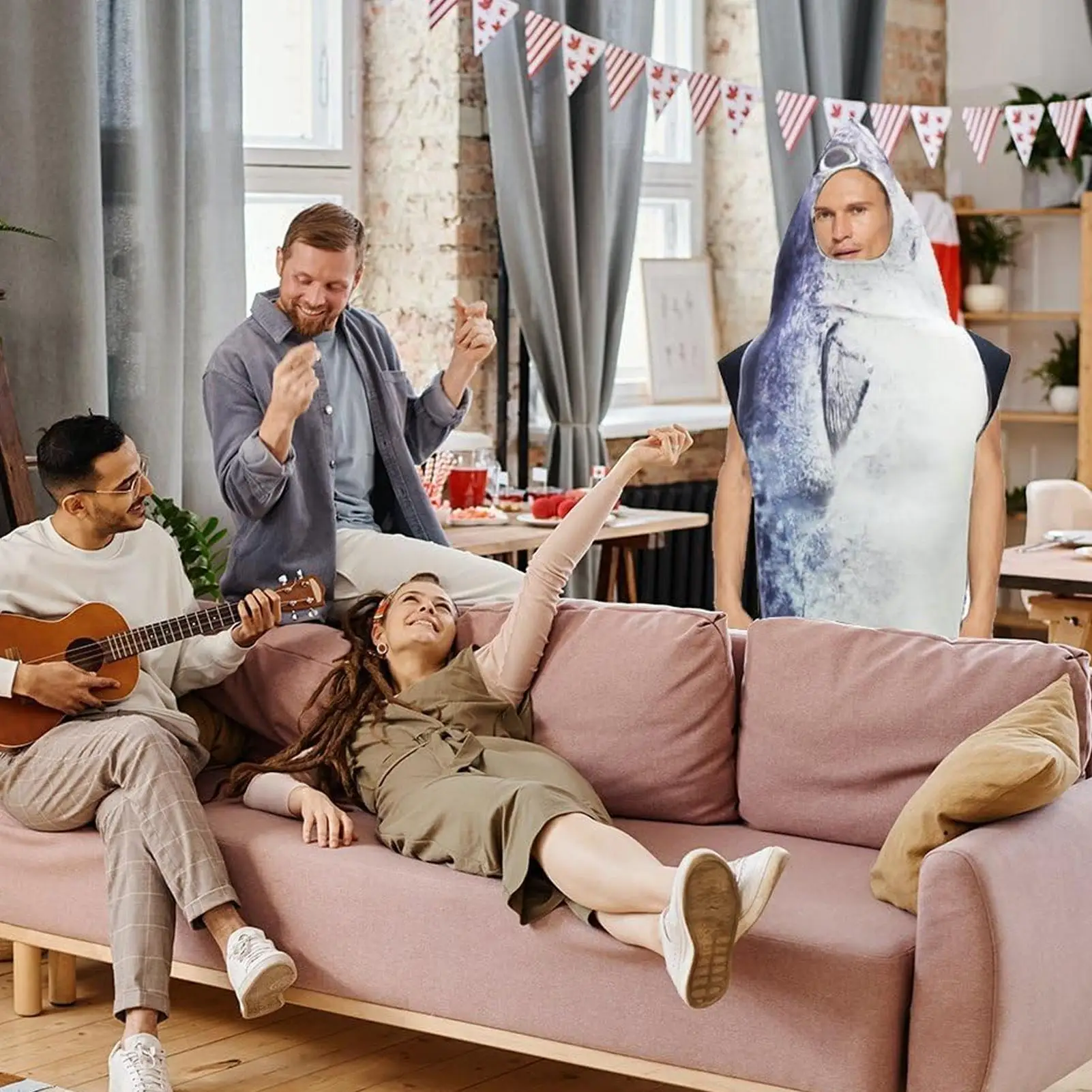 

Карнавальный костюм рыбы для вечеринок, маскарадный наряд тунца, одежда для выступлений на Пурим, костюм акулы для сценических представлений, одежда в виде морских животных