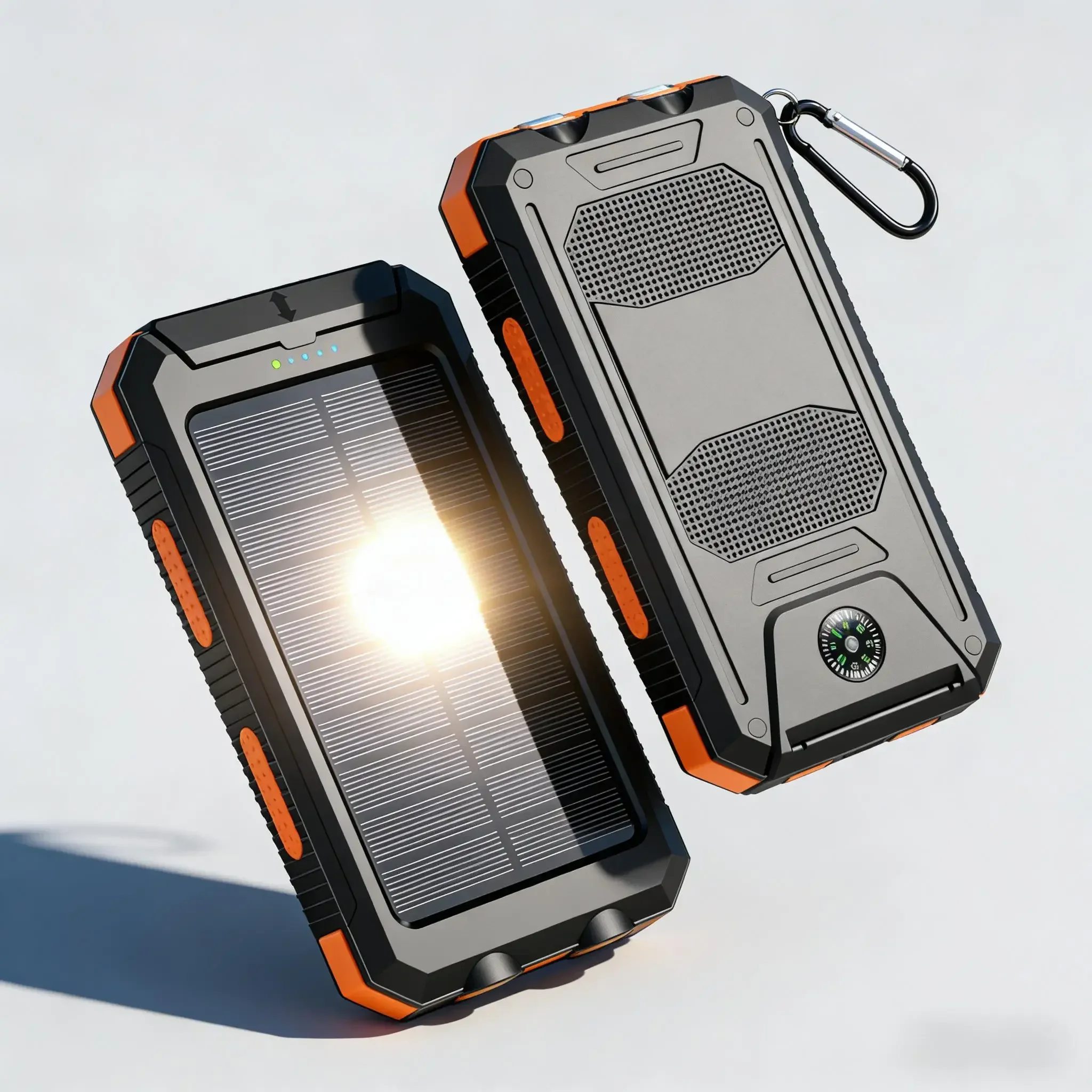 10000mAh Solar Power Bank Waterproof Fast Charge LED Torch Compass Camping Hiking Adventure Essential
